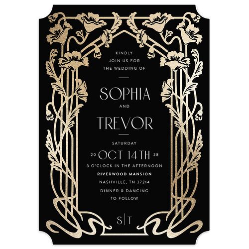 Gilded Nouveau Wedding Invitations Gold Licorice Signature Blank No Ticket