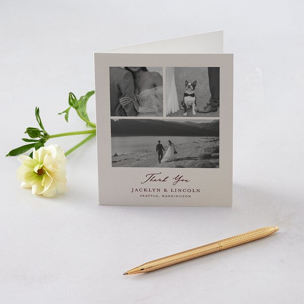 Elegant Vintage Images Thank You Cards Burgundy