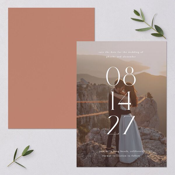 Striking Scene Save the Date Cards Dusty Rose Signature smooth Blank No Standard