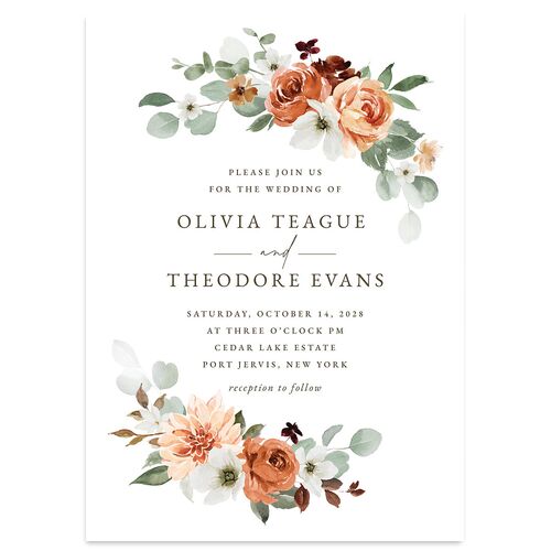 Eucalyptus Bouquet Wedding Invitations Terracotta Signature Blank No Standard