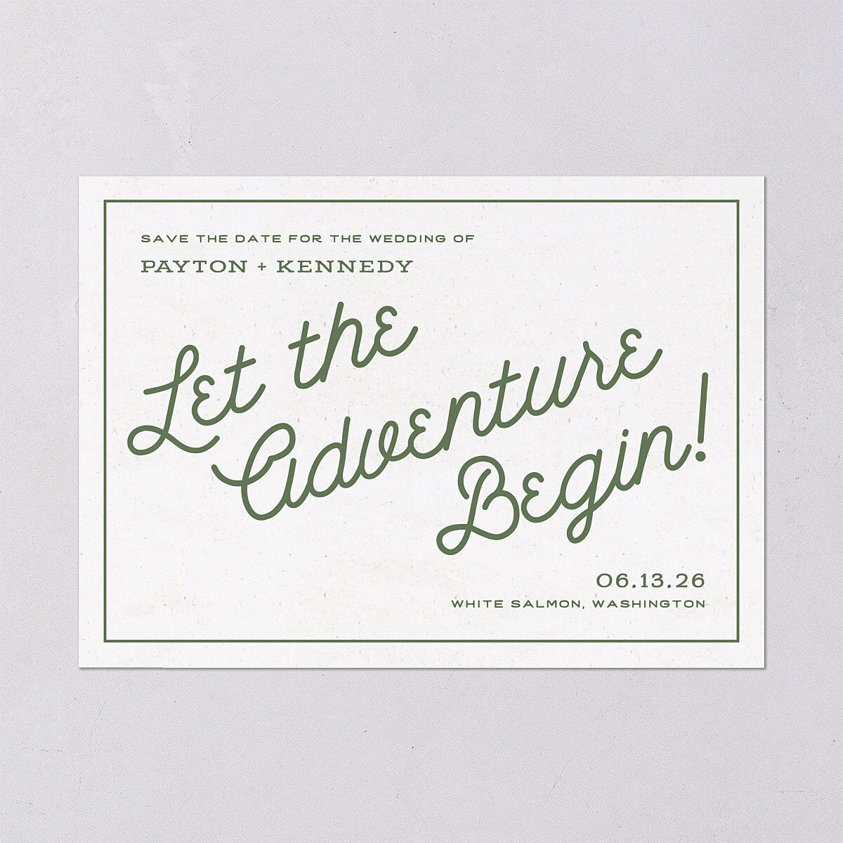 Happy Campers Save The Date Cards Deep Olive Signature smooth Blank No