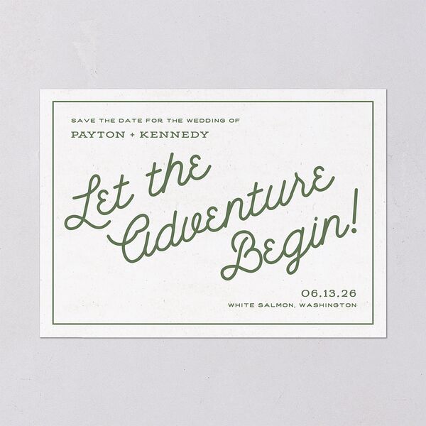 Happy Campers Save The Date Cards Deep Olive Signature smooth Blank No