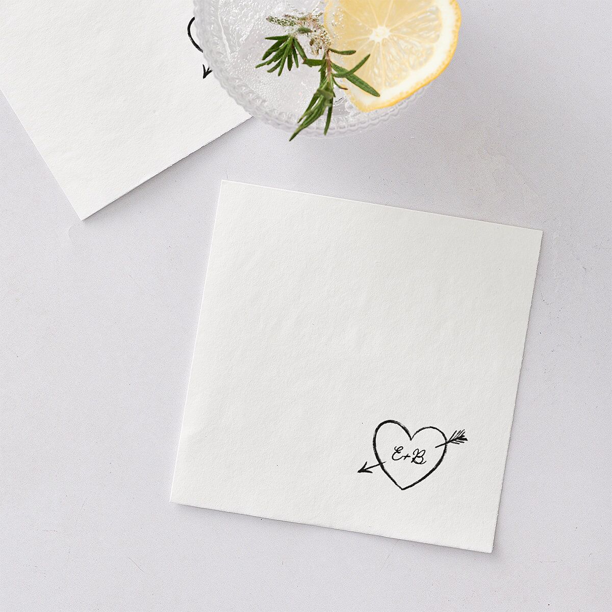 Vintage Lovebird Banner Cocktail Napkins Linen Napkin Uncoined