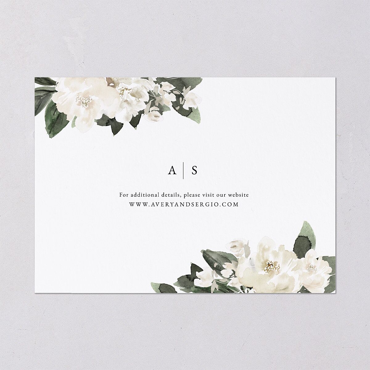 Floral Accent Save The Date Cards Off-White Signature smooth Blank No Standard