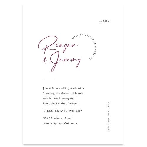 Modern Arc Wedding Invitations Plum Signature Blank No Standard