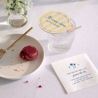 Cabana Stripes Bridal Shower Wedding Day Coasters Lemon Cardboard Circle