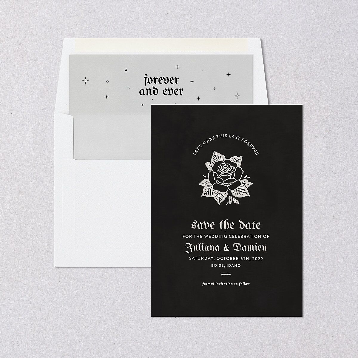 Moody Gothic Rose Save the Date Cards Midnight Signature smooth Blank No Standard