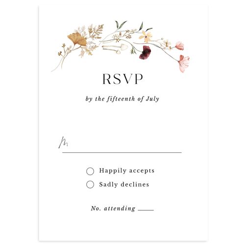Simple Bohemian Wildflowers Wedding Response Cards Licorice Signature Standard