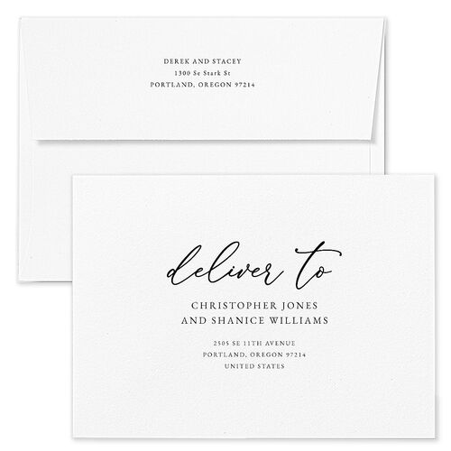 Gilded Photo Wedding Invitation Envelopes Blue Licorice Recipient Address Standard Signature