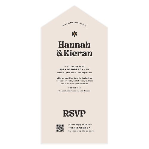 Simple Retro Daisy All-in-One Wedding Invitations Charcoal Signature Light Both Recipient and Return Addresses No
