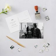 Shining Sprig Save The Date Postcards  Mist