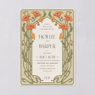 Vintage Nouveau Floral Wedding Invitations Pear Signature Blank No Standard