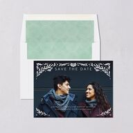 Folk Art Save The Date Cards Ultramarine Signature smooth Blank No Standard
