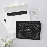 Vintage Deco Bridal Shower Invitations Charcoal Signature Blank Standard