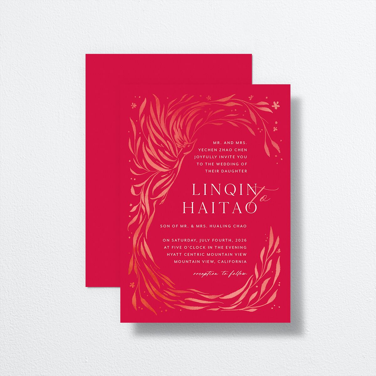 Romantic Phoenix Wedding Invitations Crimson Signature No