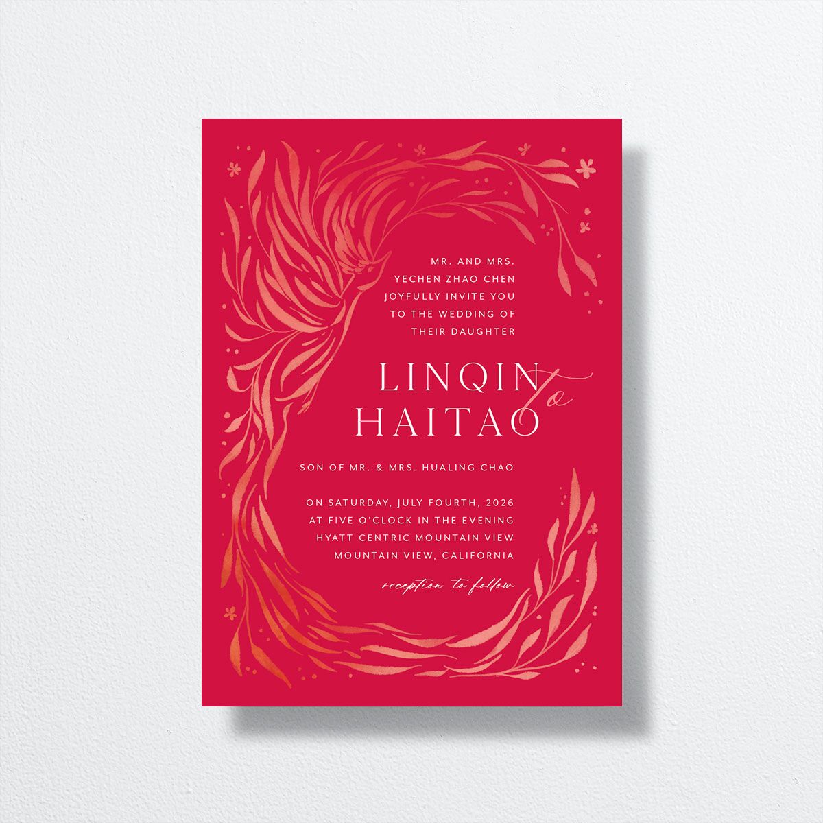 Romantic Phoenix Wedding Invitations Crimson Signature No