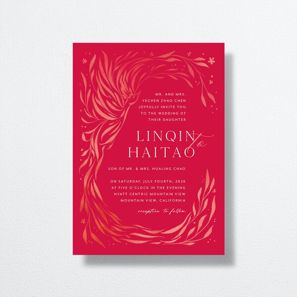 Romantic Phoenix Wedding Invitations Crimson Signature No