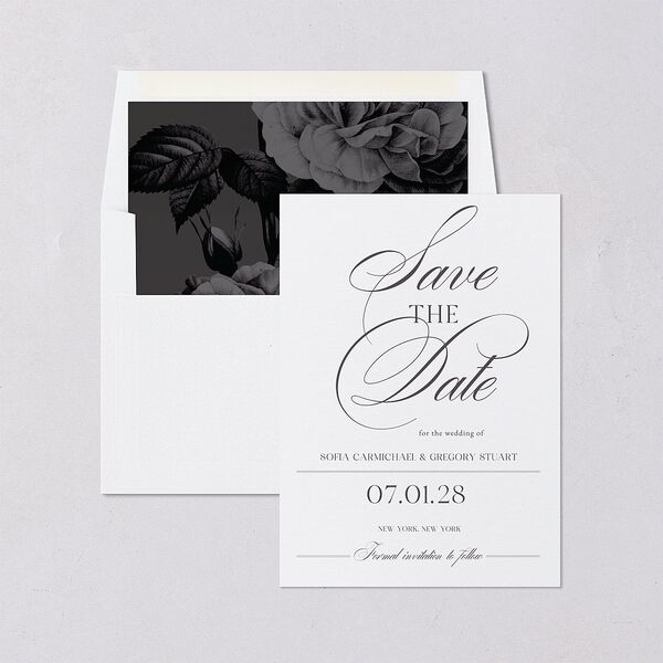 Classically Elegant Save The Date Cards Pure White Signature smooth Blank No Standard