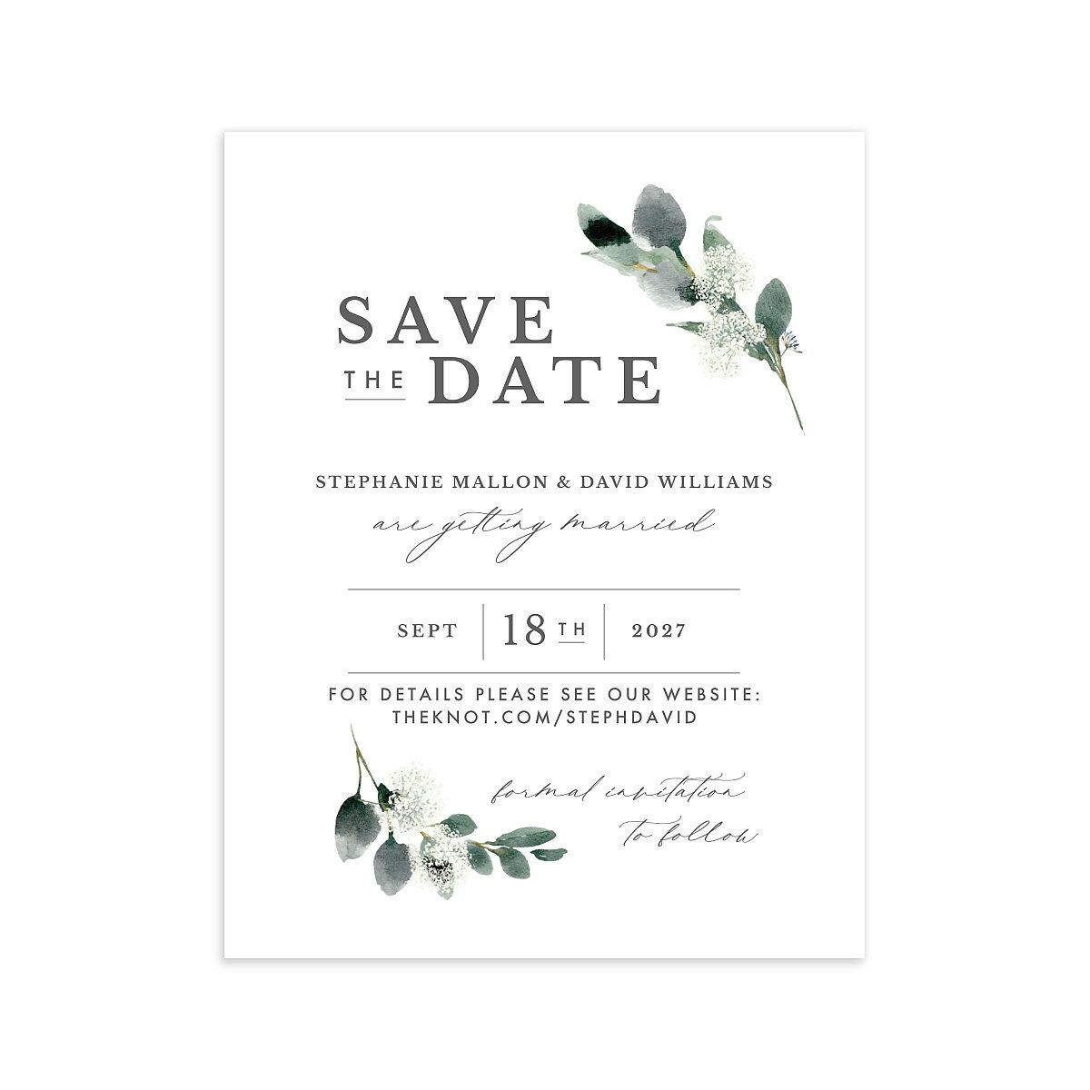 Elegant Greenery Save the Date Petite Cards