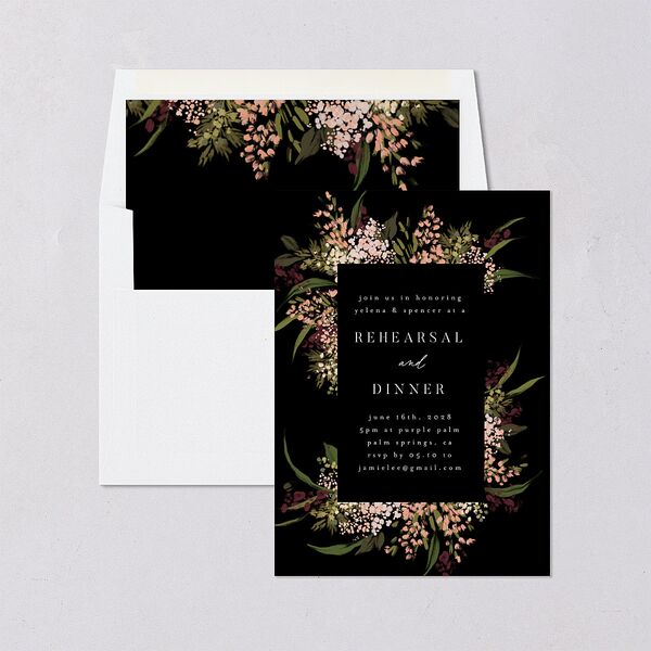 Moody Romance Rehearsal Dinner Invitations Midnight Signature Blank