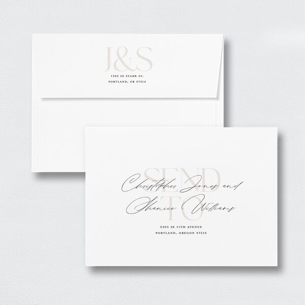 Overlay Save The Date Card Envelopes White Standard Champagne Both Recipient and Return Addresses