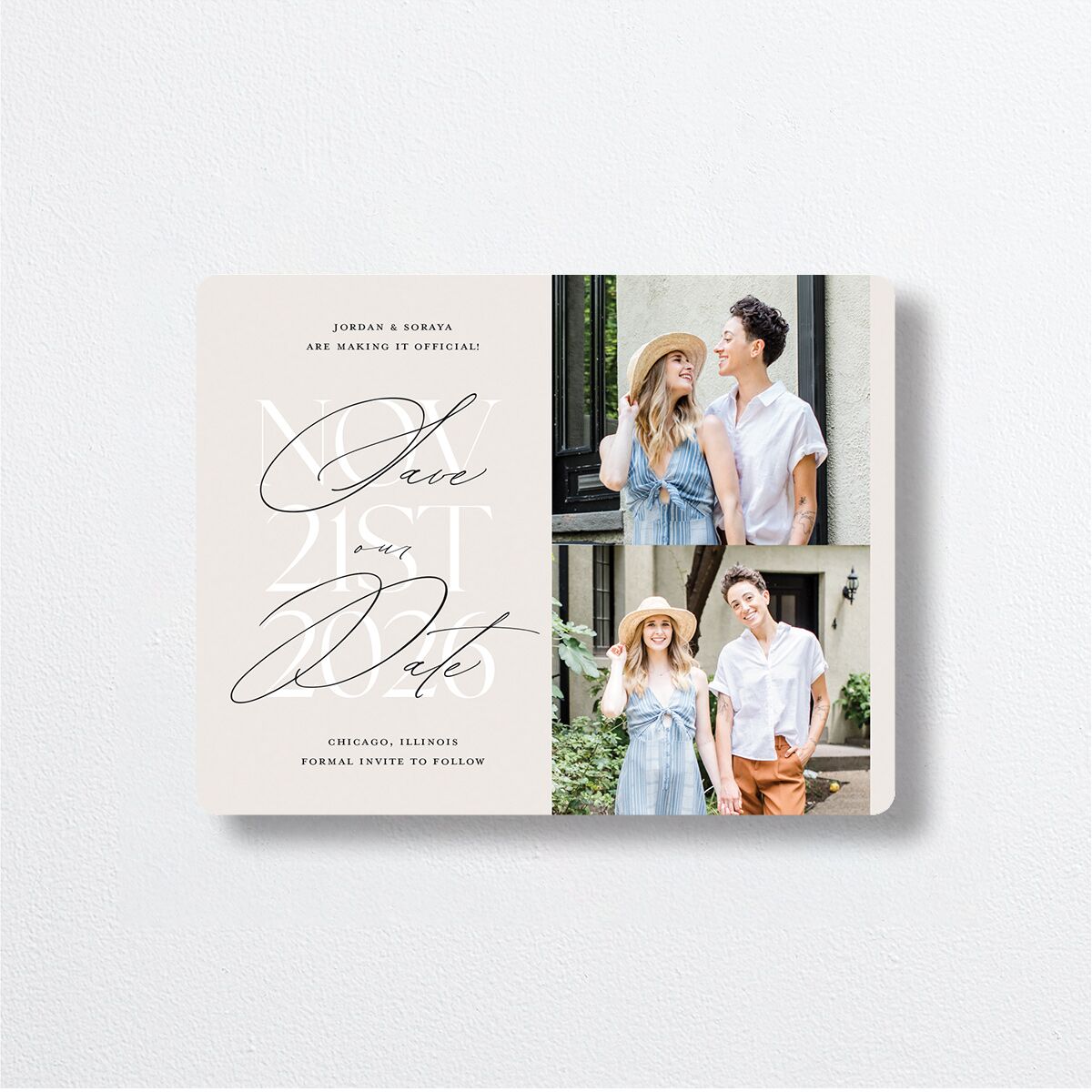 Overlay Save The Date Magnets Champagne Magnet Paper