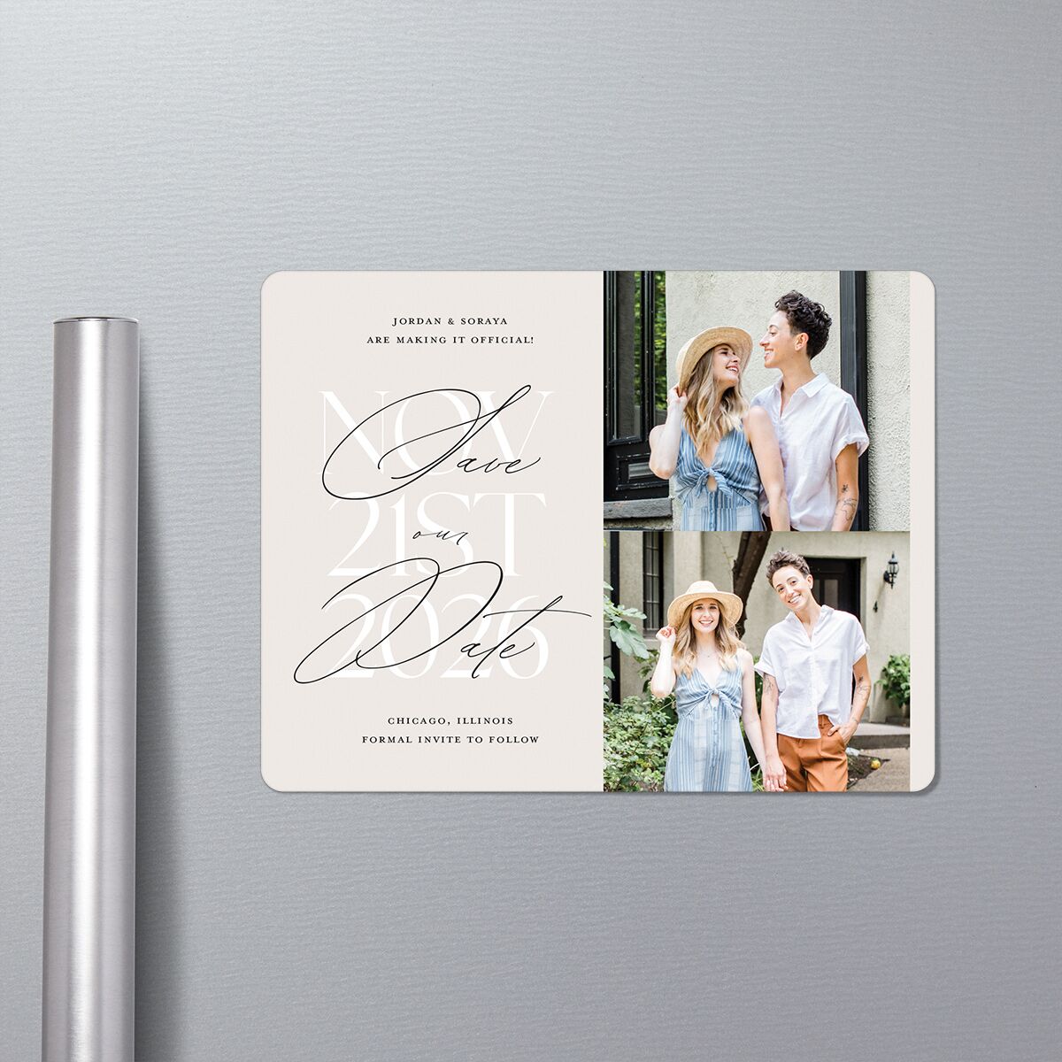 Overlay Save The Date Magnets Champagne Magnet Paper
