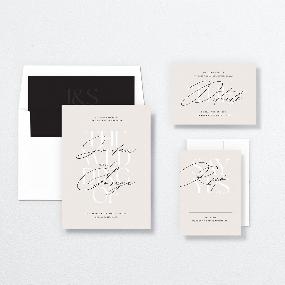 Overlay Wedding Invitations Champagne Signature No