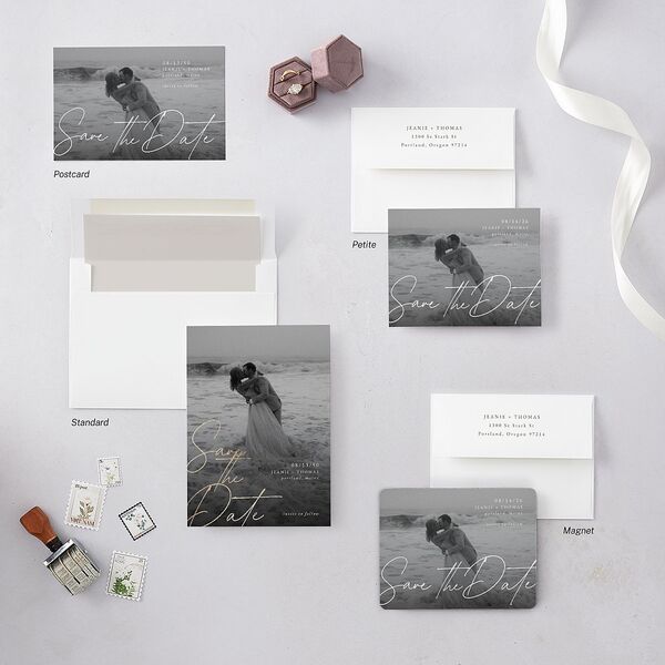 Gilded Corner Save the Date Postcards Pure White