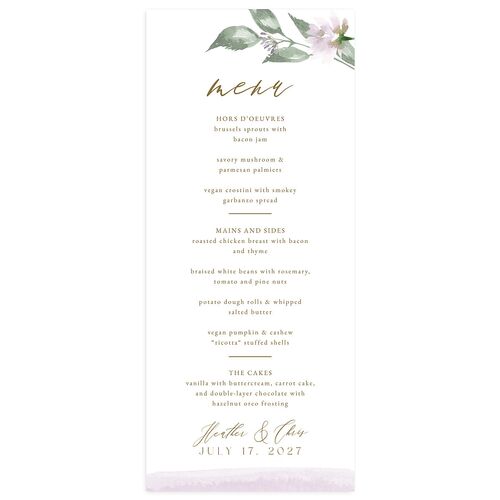 Dusted Calligraphy Menus Amethyst Signature