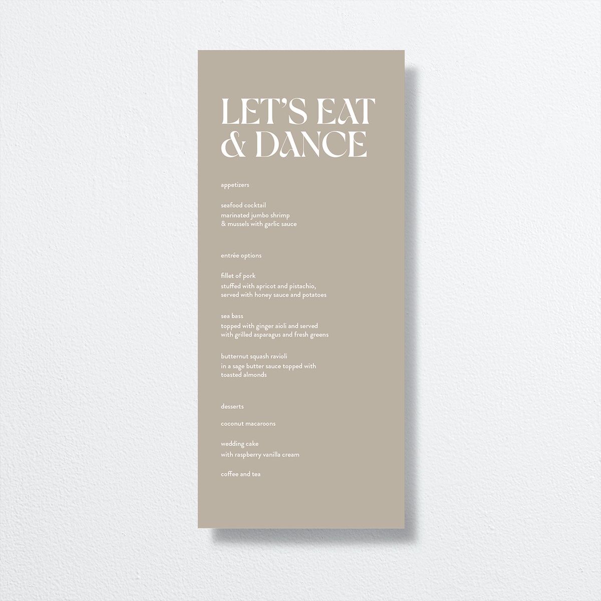 Checked Menus Taupe Signature