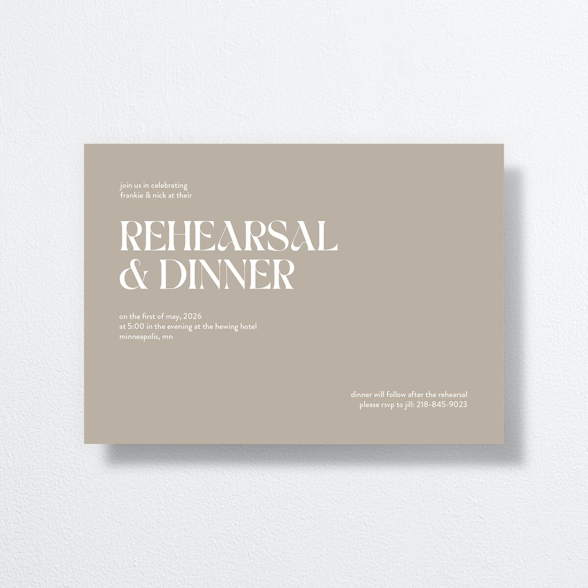 Checked Rehearsal Dinner Invitations front in cream