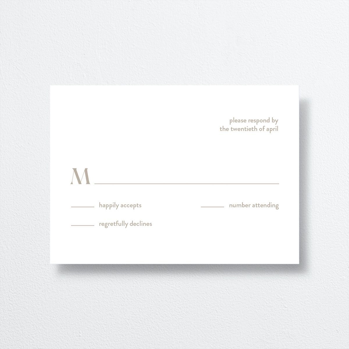 Checked Wedding Response Cards front in cream