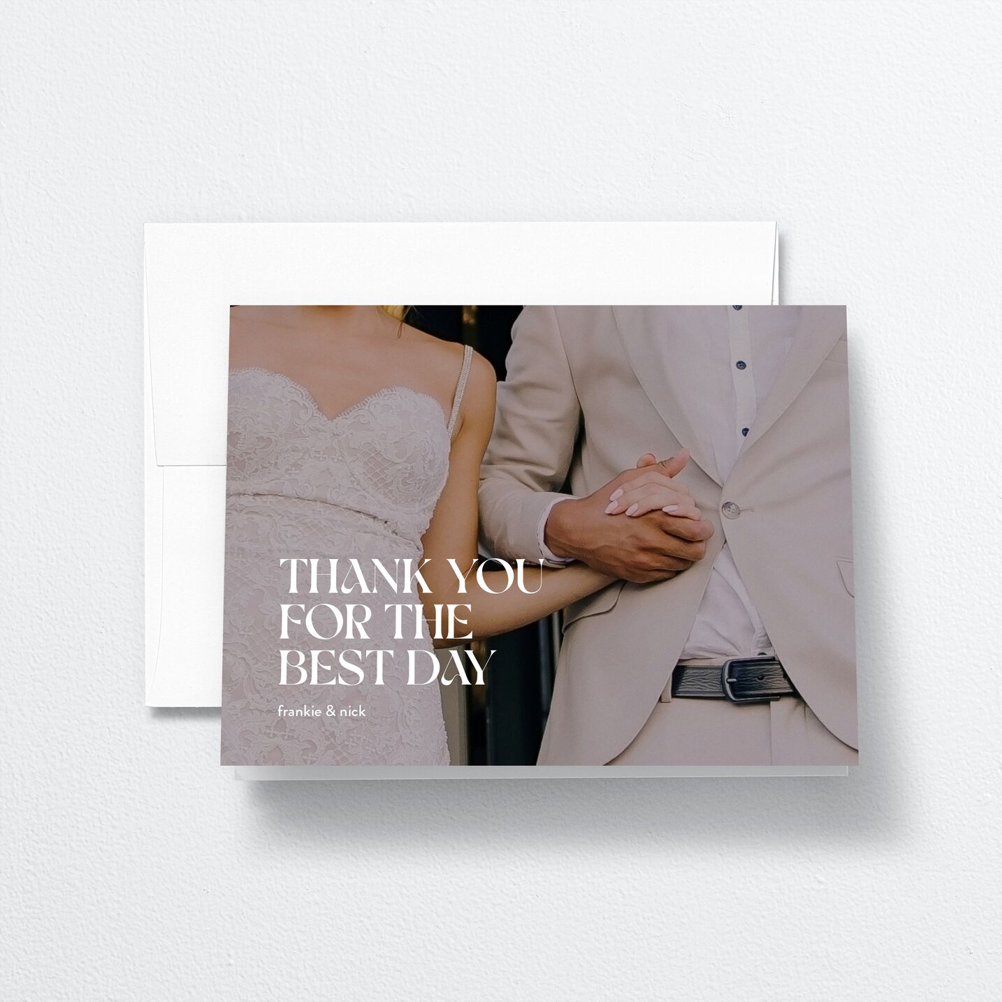 Checked Thank You Cards front in cream