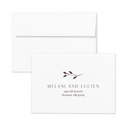 Gilded Sprigs Wedding Response Card Standard Envelopes White Eggplant Return Address Signature Standard