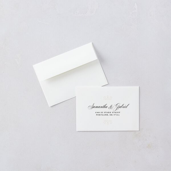 Monogram Flourish Response Card Envelopes Pure White White Return Address Signature Standard