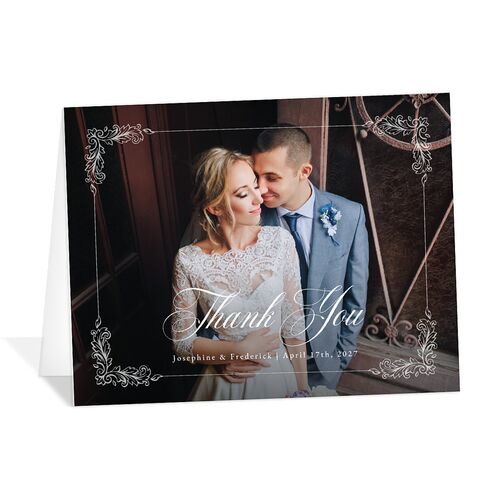 Black Tie Crest Thank You Cards Dusty Blue