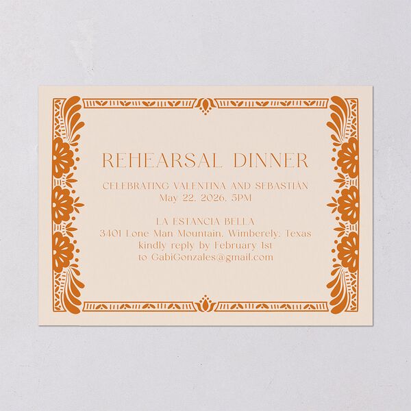Hacienda Elegante Rehearsal Dinner Invitations Cinnamon Signature Blank Standard