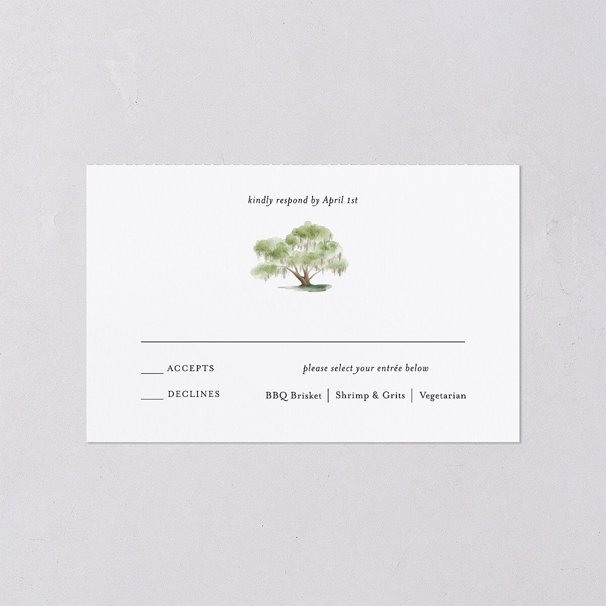 Charming Charleston All-in-One Wedding Invitations Pure White Signature Light Both Recipient and Return Addresses No