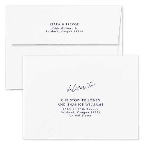 Modern Photobooth Photo Strip Save The Date Card Envelopes Maritime White Both Recipient and Return Addresses Signature Standard
