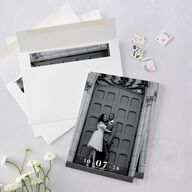Love in NYC Save The Date Cards Medieval Grey Signature smooth Blank No Standard