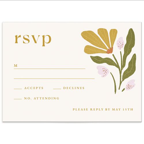 Flower Market Wedding Response Cards Gold Signature