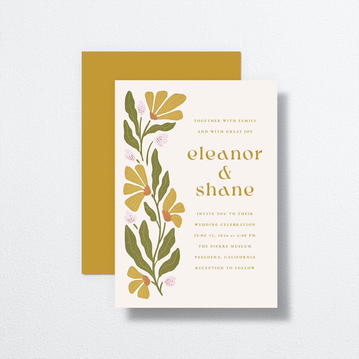 Flower Market Wedding Invitations Gold Signature No