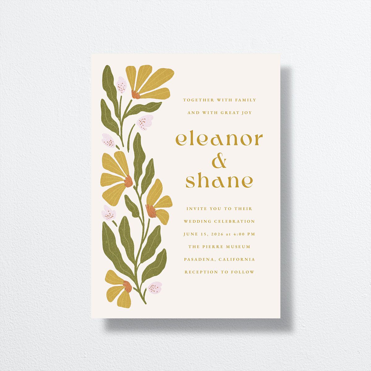 Flower Market Wedding Invitations Gold Signature No