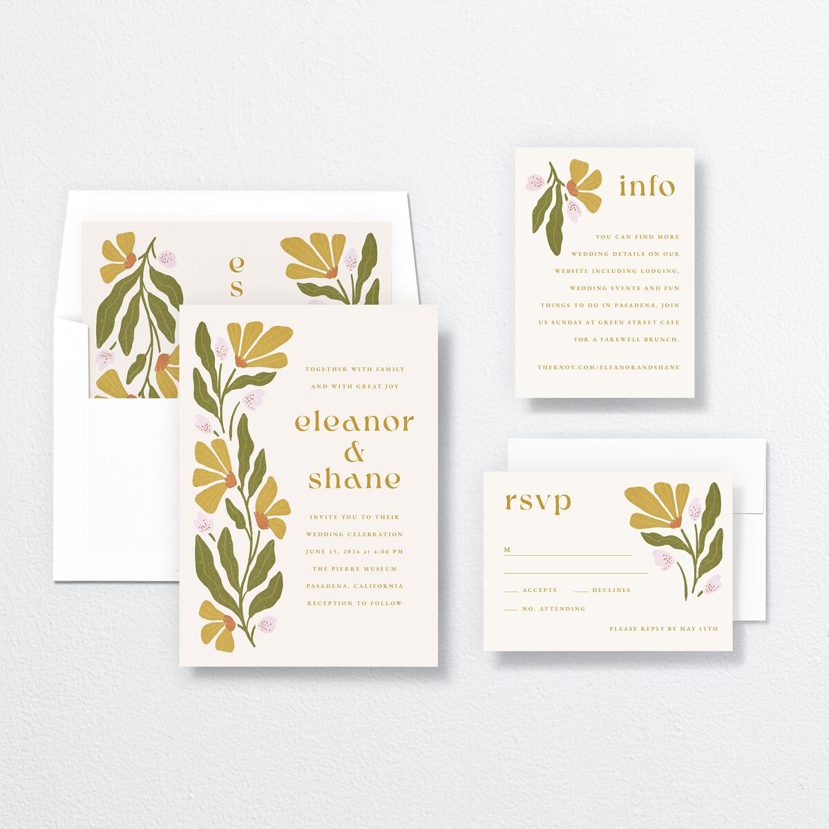 Flower Market Wedding Invitations Gold Signature No