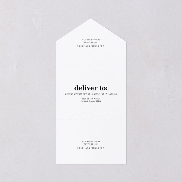 Photo Elopement All-in-One Wedding Invitations Pure White Signature Light Both Recipient and Return Addresses No