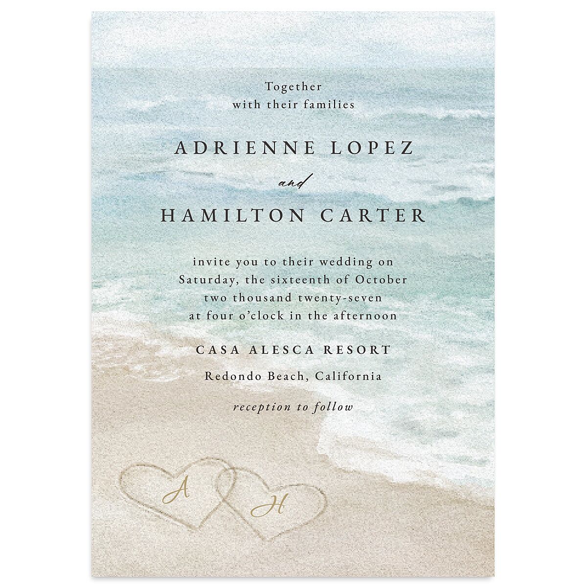 Beach Monogram Wedding Invitations