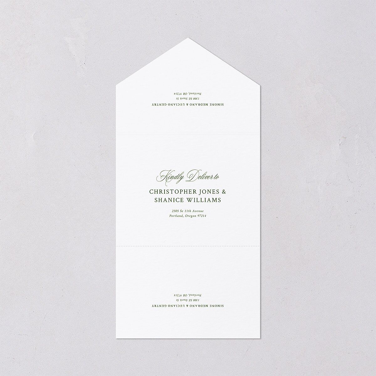Your Own Classic Italian Venue All-in-One Wedding Invitations Dark Camo Signature Light Both Recipient and Return Addresses No