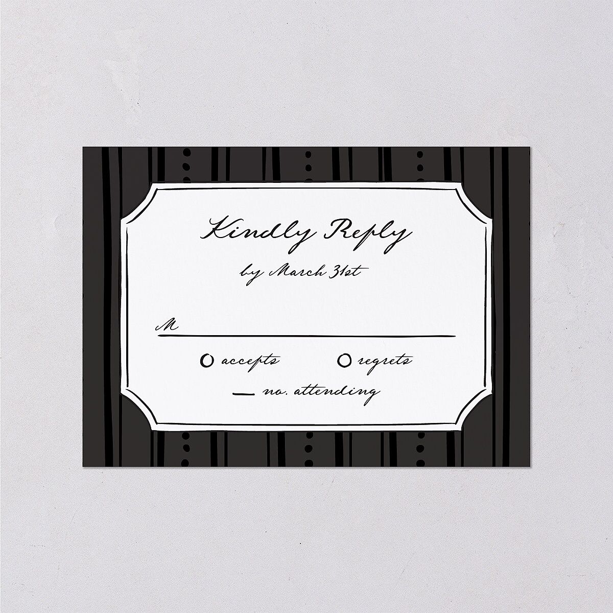 Vintage Candelabra with Bow Wedding Response Cards Charcoal Signature Standard