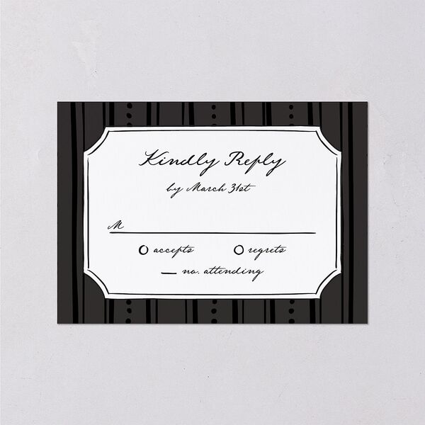 Vintage Candelabra with Bow Wedding Response Cards Charcoal Signature Standard